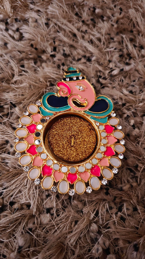 Peach Ganpati Diya (1 Piece) - Accessory